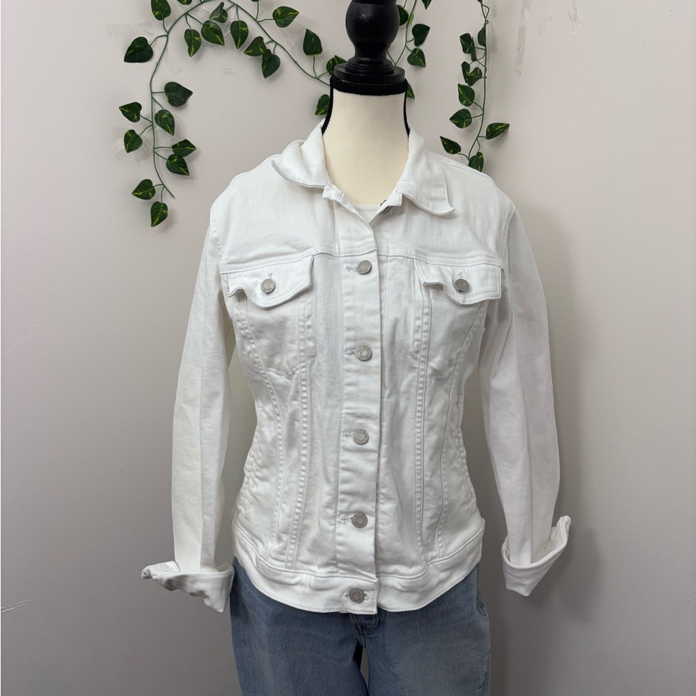 GAP Classic White Spring Icon Denim Jean Jacket Size L